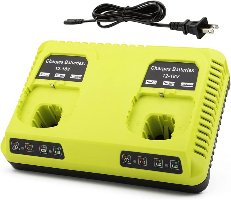 energup 2Port P117 Replace Charger for Ryobi 18V Battery P117 P118 for 18V Max Lithium NiCad P100 P102 P103 P105 P107 P108 Dual Chemistry 12V-18V for Ryobi Battery Charger - Image 1